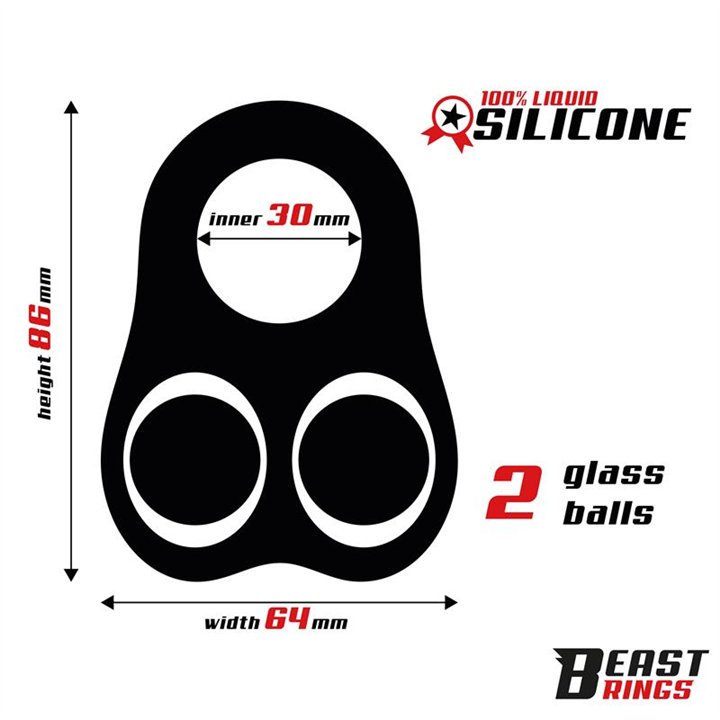 Penis Ring with Glass Balls Liquid Silicone 30 mm - BR-211 - Teknashop Ltd