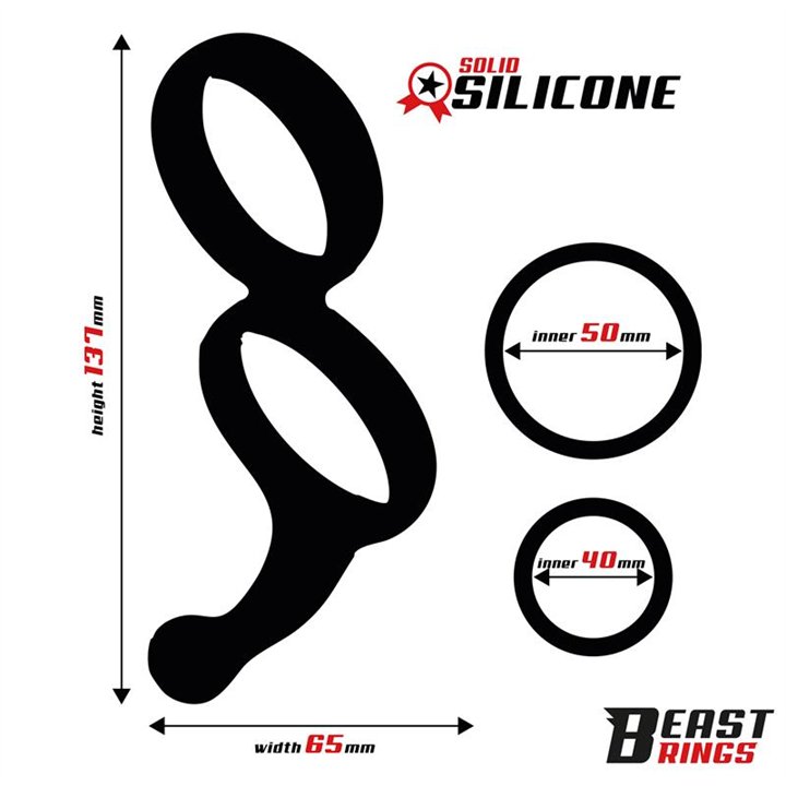 Double Penis Ring Solid Silicone 50/40 mm - BR-208 - Teknashop Ltd