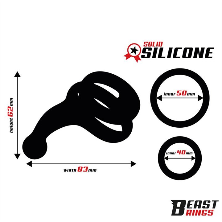 Double Penis Ring Solid Silicone 50/40 mm - BR-207 - Teknashop Ltd