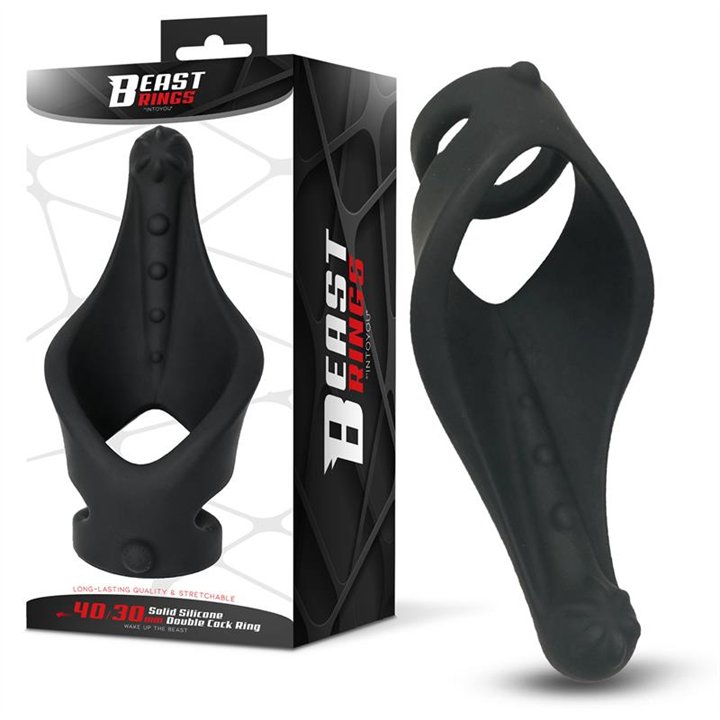 Double Penis Ring Solid Silicone 37/45 mm - BR-206 - Teknashop Ltd