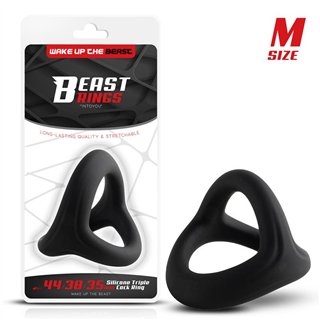 Triple Cock Ring Solid Silicone 44/38/35 mm  Size M - BR-204 - Teknashop Ltd