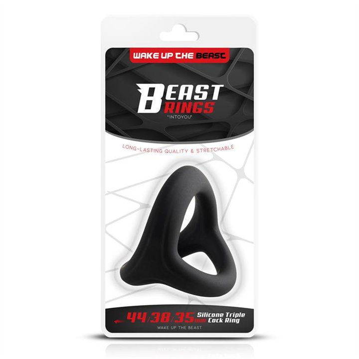 Triple Cock Ring Solid Silicone 44/38/35 mm  Size M - BR-204 - Teknashop Ltd