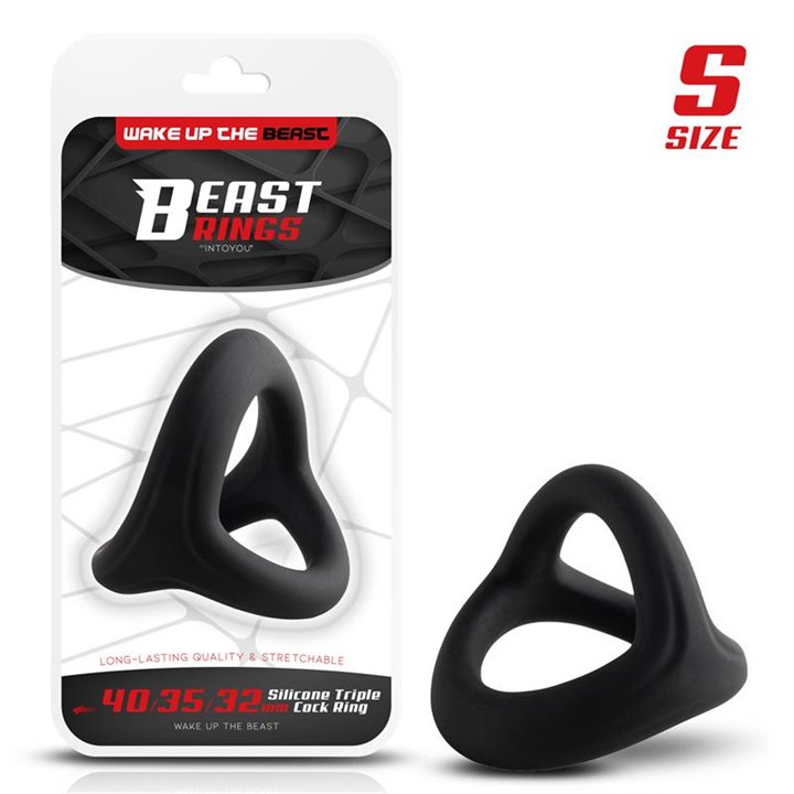 Triple Cock Ring Solid Silicone 40/35/32 mm Size S - BR-203 - Teknashop Ltd