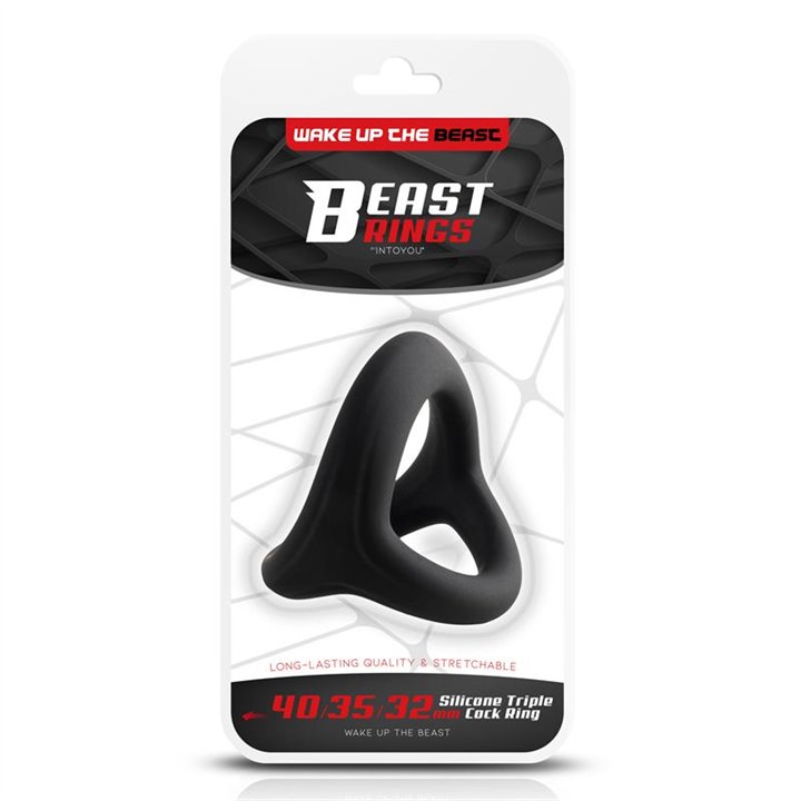 Triple Cock Ring Solid Silicone 40/35/32 mm Size S - BR-203 - Teknashop Ltd