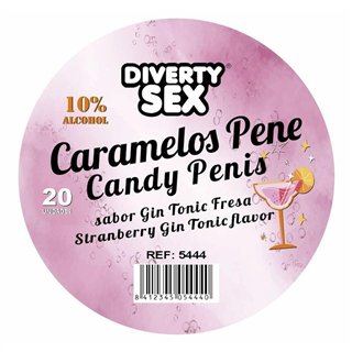 20 Penis-shaped candies Strawberry Gin and Tonic flavor - 8412345054440 - Teknashop Ltd