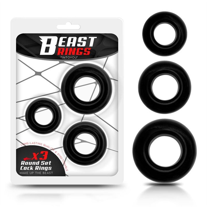 Set of 3 Cock Rings Flexible Black - BR-773 - Teknashop Ltd