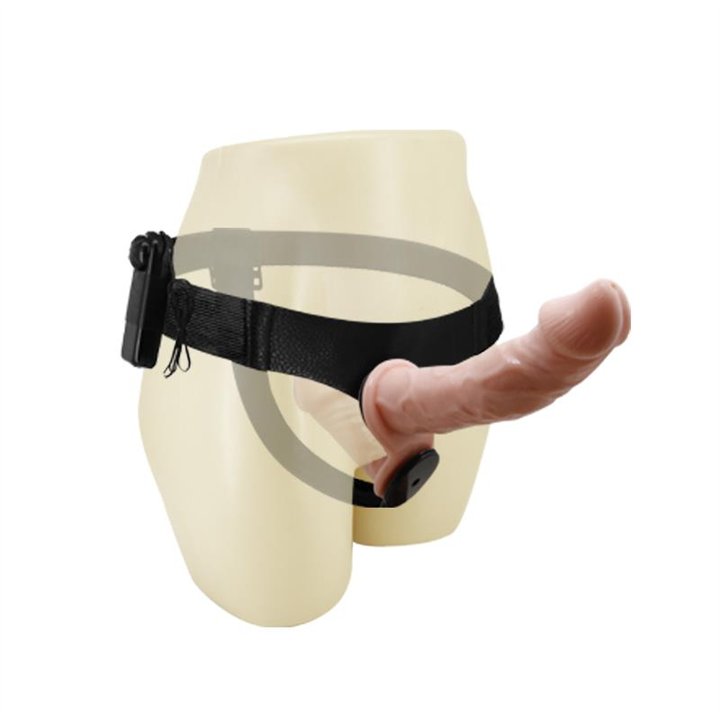 Strap-On with Double Dildo with Vibration Flesh - BW-022060 - Teknashop Ltd