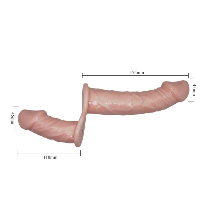 Strap-On with Double Dildo with Vibration Flesh - BW-022060 - Teknashop Ltd