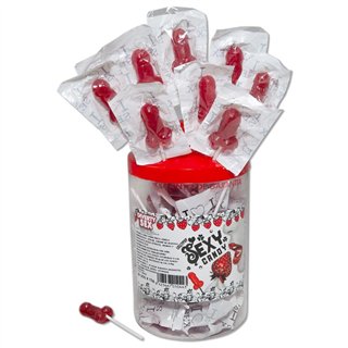 Display with 50 Penis Lollipops Strawberry with Cherry Flavor - 8423467010443 - Teknashop Ltd