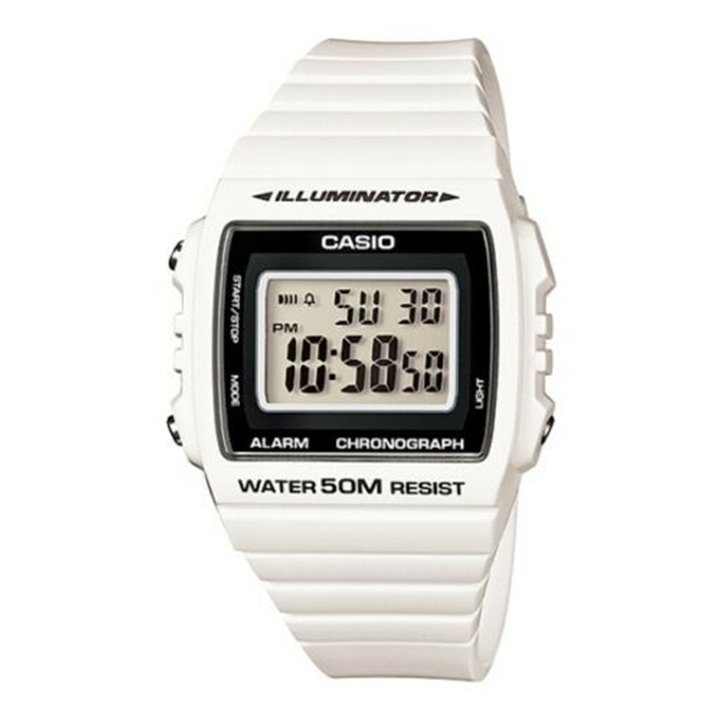 CASIO TIMELESS COLLECTION Mod. SPORT ILLUMINATOR WR 50M, ALARM, CHRONOGRAPH - WHITE - WW.W-215H-7AVDF - Teknashop Ltd