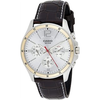 CASIO COLLECTION Mod. MULTIFUNCTION CALENDAR, LEATHER - SILVER - WW.MTP-1374L-7AVDF - Teknashop Ltd