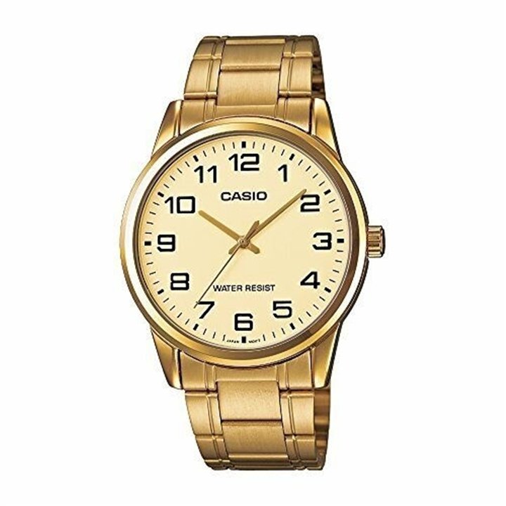 CASIO COLLECTION Mod. ONLY TIME, GOLD - CHAMPAGNE - WW.MTP-V001G-9BUDF - Teknashop Ltd