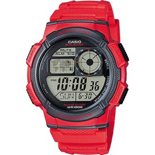 CASIO SPORT Mod. DIVER - WORLD TIME ILLUMINATOR 5 ALARMS, 10 YEARS BATTERY - RED - WW.AE-1000W-4AVDF - Teknashop Ltd