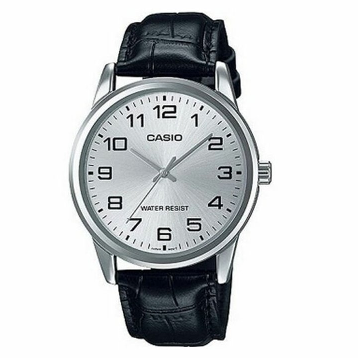 CASIO COLLECTION Mod. ONLY TIME, LEATHER - SILVER - WW.MTP-V001L-7BUDF - Teknashop Ltd