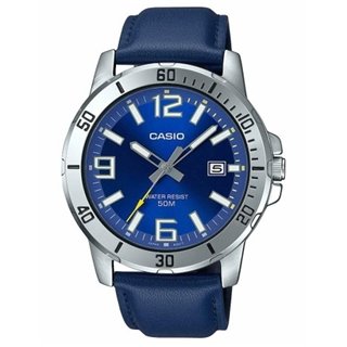CASIO SPORT COLLECTION Mod. DIVER 50M LEATHER - BLUE - WW.MTP-VD01L-2BVUDF - Teknashop Ltd