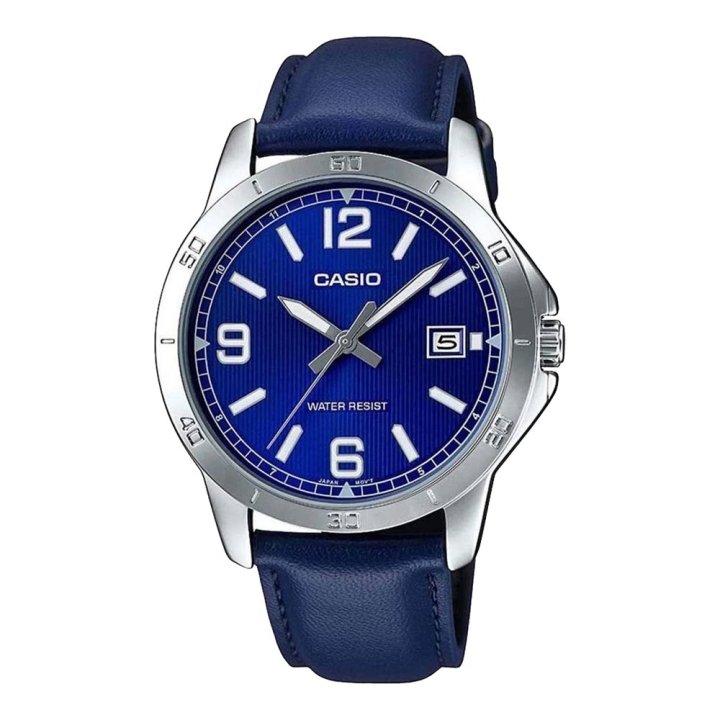 CASIO COLLECTION Mod. CASUAL DATE, LEATHER - BLUE - WW.MTP-V004L-2BUDF - Teknashop Ltd
