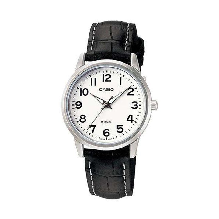 CASIO COLLECTION Mod. LADY 3H - LEATHER, WHITE - WW.LTP-1303L-7BVDF - Teknashop Ltd
