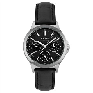 CASIO COLLECTION Mod. LADY MULTIFUNCTION, LEATHER - BLACK - WW.LTP-V300L-1AUDF - Teknashop Ltd