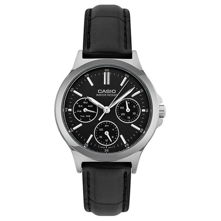 CASIO COLLECTION Mod. LADY MULTIFUNCTION, LEATHER - BLACK - WW.LTP-V300L-1AUDF - Teknashop Ltd