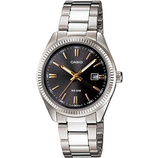 CASIO COLLECTION Mod. DATE - BLACK, GOLD INDEXES - WW.MTP-1302D-1A2VDF - Teknashop Ltd