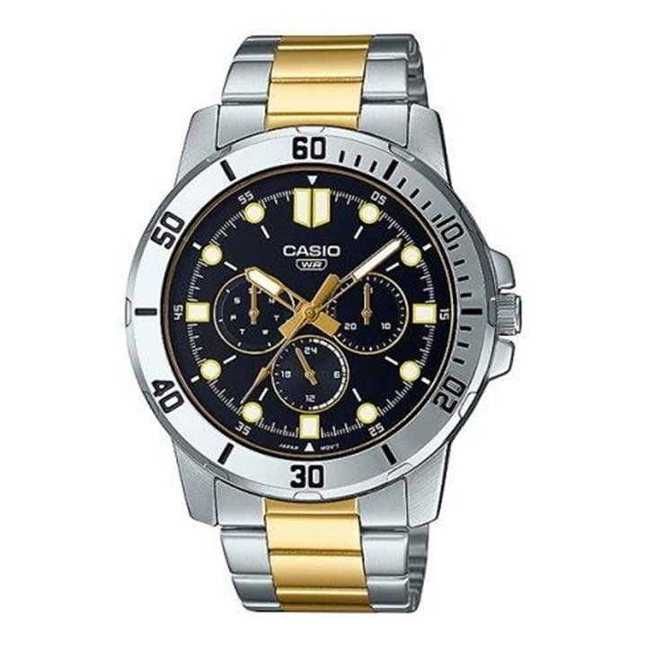 CASIO COLLECTION Mod. DIVER MULTIFUCTION STEEL&GOLD - BLACK - WW.MTP-VD300SG-1EUDF - Teknashop Ltd