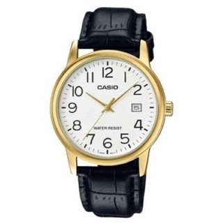 CASIO COLLECTION Mod. DATE GOLD, LEATHER - WHITE - WW.MTP-V002GL-7B2UDF - Teknashop Ltd