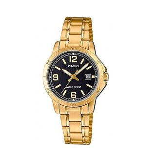 CASIO COLLECTION Mod. LADY DATE, GOLD - BLACK - WW.LTP-V004G-1BUDF - Teknashop Ltd