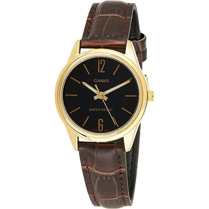 CASIO COLLECTION Mod. ONLY TIME LADY, LEATHER - BLACK - WW.LTP-V005GL-1BUDF - Teknashop Ltd