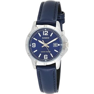 CASIO COLLECTION Mod. LADY DATE, LEATHER - BLUE - WW.LTP-V004L-2BUDF - Teknashop Ltd