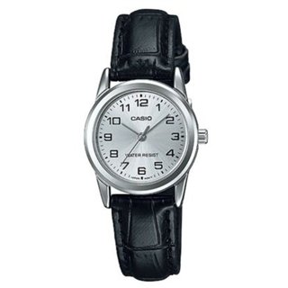 CASIO COLLECTION Mod. LADY 3H, LEATHER - SILVER - WW.LTP-V001L-7BUDF - Teknashop Ltd