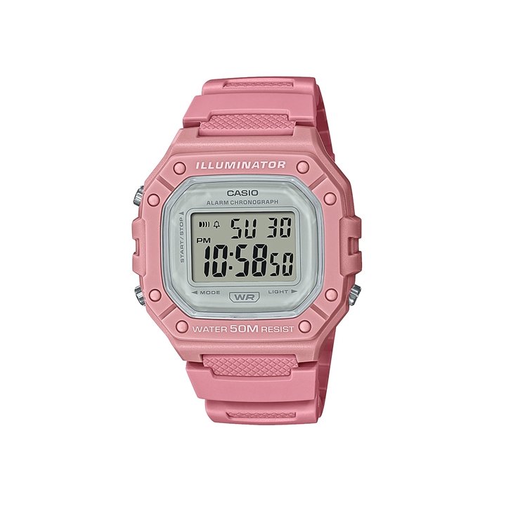CASIO TIMELESS COLLECTION Mod. SPORT ILLUMINATOR WR 50M, ALARM, CHRONOGRAPH - PINK - COLORED SERIE - WW.W-218HC-4AVEF - Teknasho