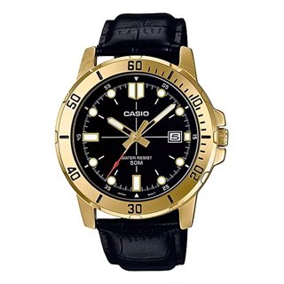 CASIO SPORT COLLECTION Mod. DIVER 50M LEATHER - BLACK - WW.MTP-VD01GL-1EVUDF - Teknashop Ltd