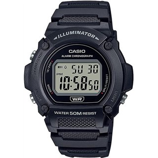 CASIO TIMELESS COLLECTION Mod. SPORT- ILLUMINATOR WR 50M, ALARM, CHRONOGRAPH - BLACK - WW.W-219H-1AVDF - Teknashop Ltd