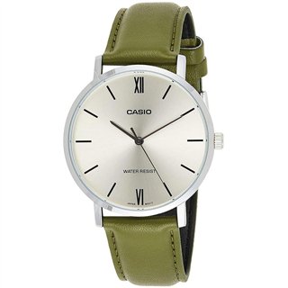 CASIO COLLECTION Mod. MINIMAL, LEATHER - ARGENTEE - WW.MTP-VT01L-3BUDF - Teknashop Ltd