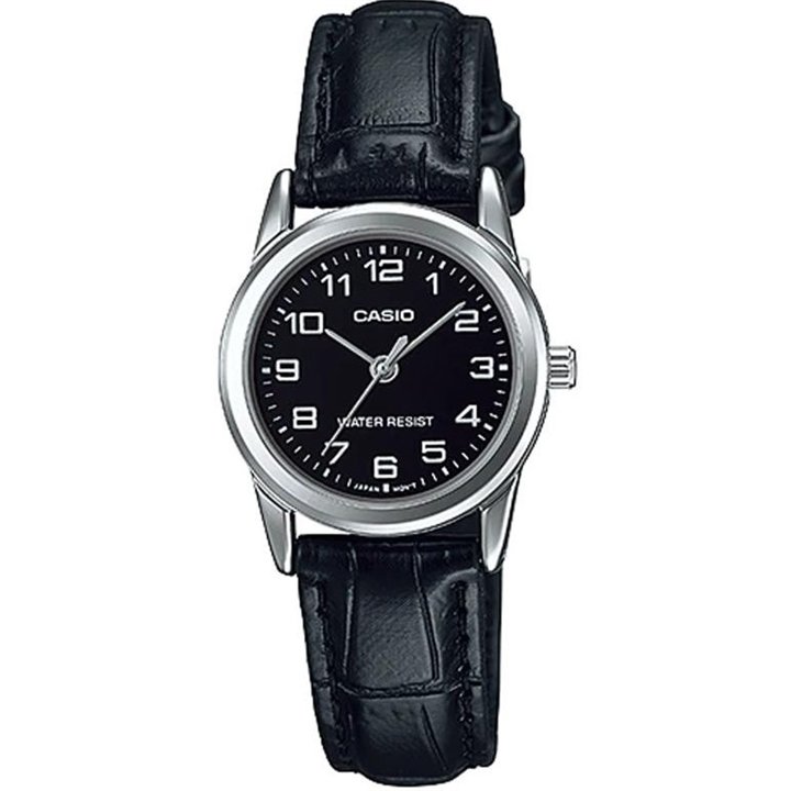 CASIO COLLECTION Mod. LADY 3H, LEATHER - BLACK - WW.LTP-V001L-1BUDF - Teknashop Ltd