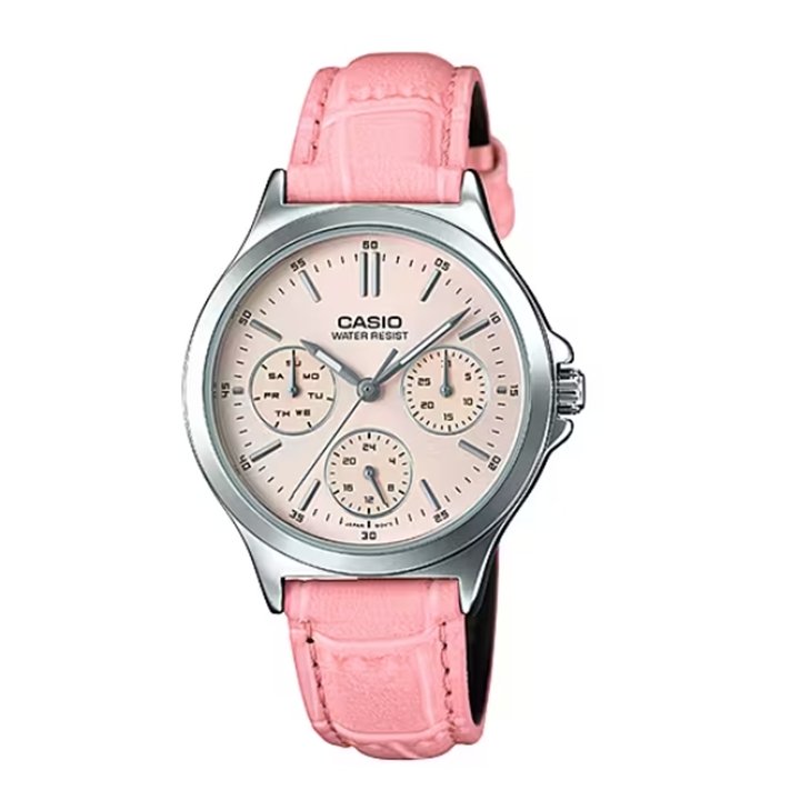 CASIO COLLECTION Mod. LADY MULTIFUNCTION, LEATHER - PINK - WW.LTP-V300L-4AUDF - Teknashop Ltd
