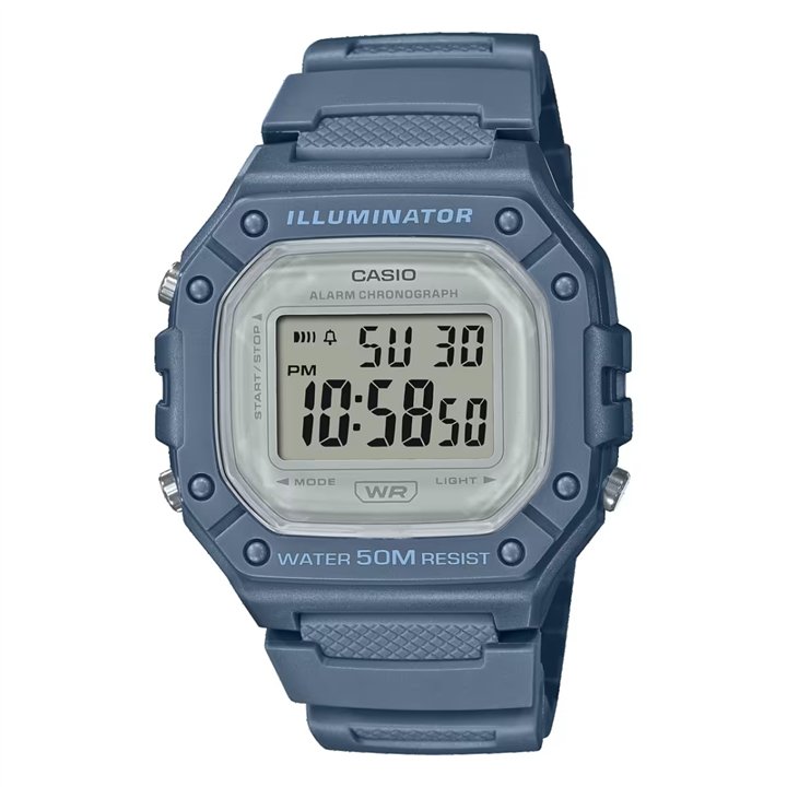 CASIO TIMELESS COLLECTION Mod. SPORT ILLUMINATOR WR 50M, ALARM, CHRONOGRAPH - AVIO - COLORED SERIE - WW.W-218HC-2AVDF - Teknasho