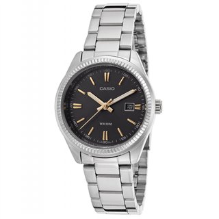 CASIO COLLECTION Mod. LADY DATE - BLACK, GOLD INDEXES - WW.LTP-1302D-1A2VDF - Teknashop Ltd