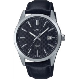CASIO COLLECTION Mod. DATE - CARBON LOOK - SILVER & BLACK - WW.MTP-VD03L-1AUDF - Teknashop Ltd