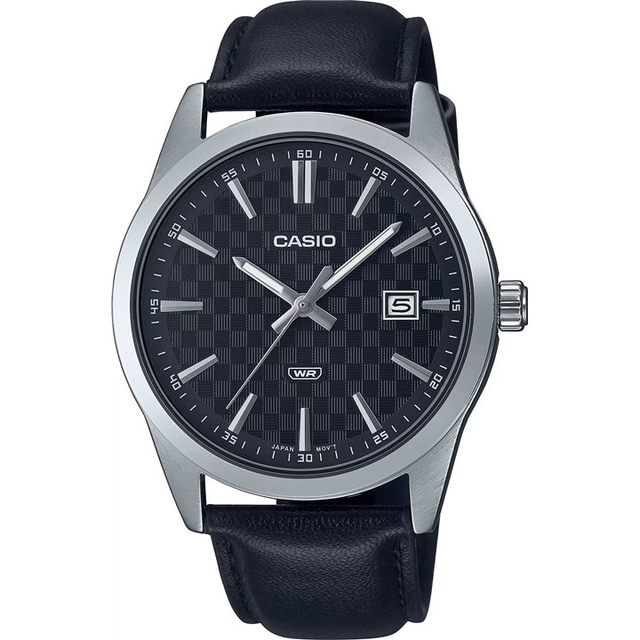 CASIO COLLECTION Mod. DATE - CARBON LOOK - SILVER & BLACK - WW.MTP-VD03L-1AUDF - Teknashop Ltd