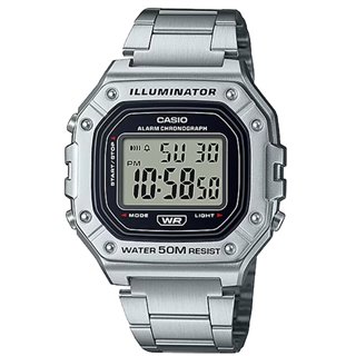CASIO TIMELESS COLLECTION Mod. SPORT ILLUMINATOR WR 50M, ALARM, CHRONOGRAPH - SILVER - METAL SERIE - WW.W-218HD-1AVDF - Teknasho