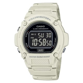 CASIO TIMELESS COLLECTION Mod. SPORT- ILLUMINATOR WR 50M, ALARM, CHRONOGRAPH - WHITE - COLORED SERIE - WW.W-219HC-8BVDF - Teknas