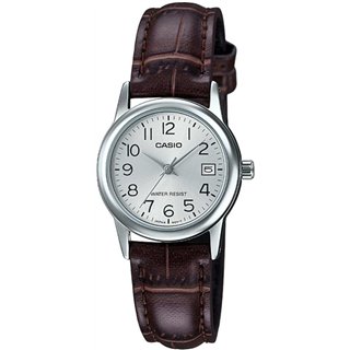 CASIO COLLECTION Mod. LADY DATE SILVER, LEATHER - ARGENTEE - WW.LTP-V002L-7B2UDF - Teknashop Ltd