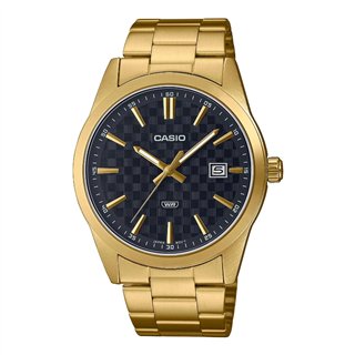 CASIO COLLECTION Mod. DATE GOLD - CARBON LOOK - BLACK - WW.MTP-VD03G-1AUDF - Teknashop Ltd