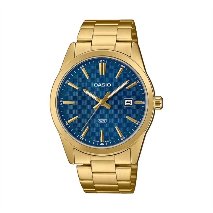 CASIO COLLECTION Mod. DATE GOLD - CARBON LOOK - BLUE - WW.MTP-VD03G-2AUDF - Teknashop Ltd