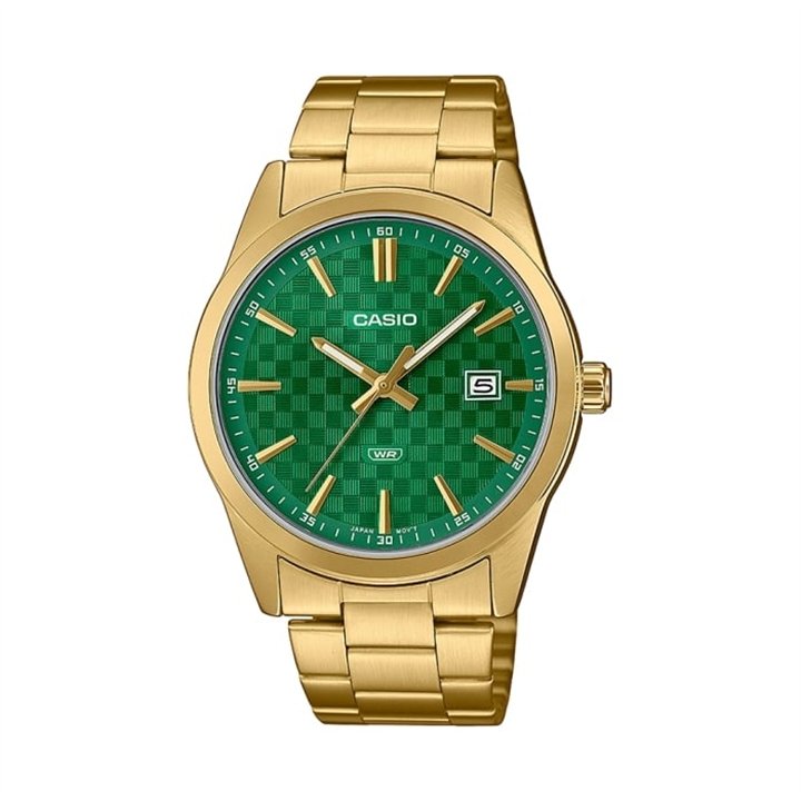 CASIO COLLECTION Mod. DATE GOLD - CARBON LOOK - GREEN - WW.MTP-VD03G-3AUDF - Teknashop Ltd