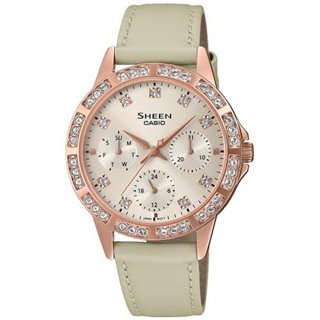 CASIO SHEEN Mod. LADY CRYSTAL PINK, GOLD, LEATHER ***SPECIAL PRICE*** - WW.SHE-3517PGL-9AUEF - Teknashop Ltd