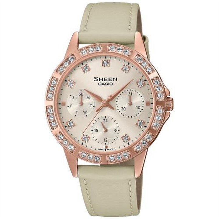 CASIO SHEEN Mod. LADY CRYSTAL PINK, GOLD, LEATHER ***SPECIAL PRICE*** - WW.SHE-3517PGL-9AUEF - Teknashop Ltd
