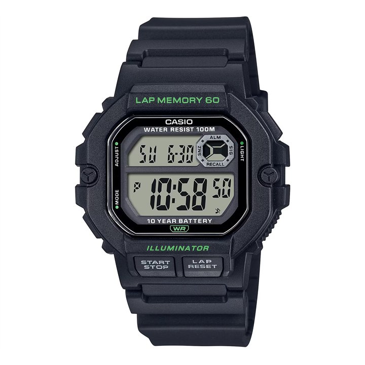 CASIO SPORT Mod. ILLUMINATOR LAP MEMORY 60 - BLACK - WW.WS-1400H-1AVCF - Teknashop Ltd