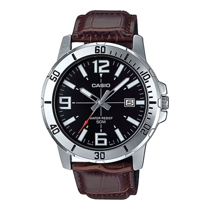 CASIO SPORT COLLECTION Mod. DIVER 50M LEATHER - BROWN - WW.MTP-VD01L-1BVUDF - Teknashop Ltd